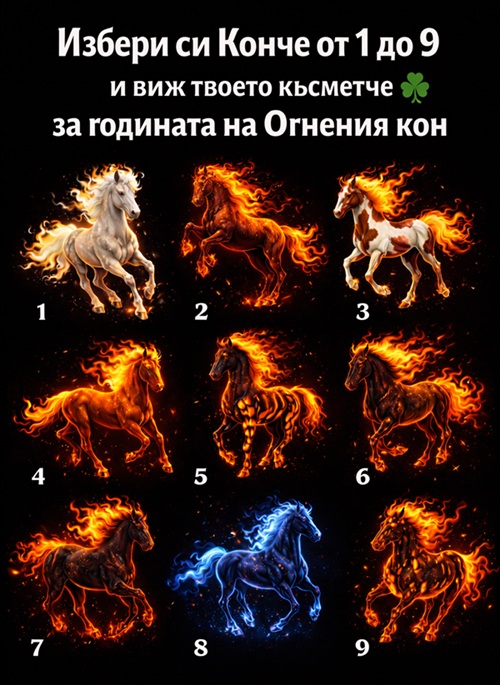 Избери си Конче от 1 до 9 и виж твоето късметче за годината на Огнения кон