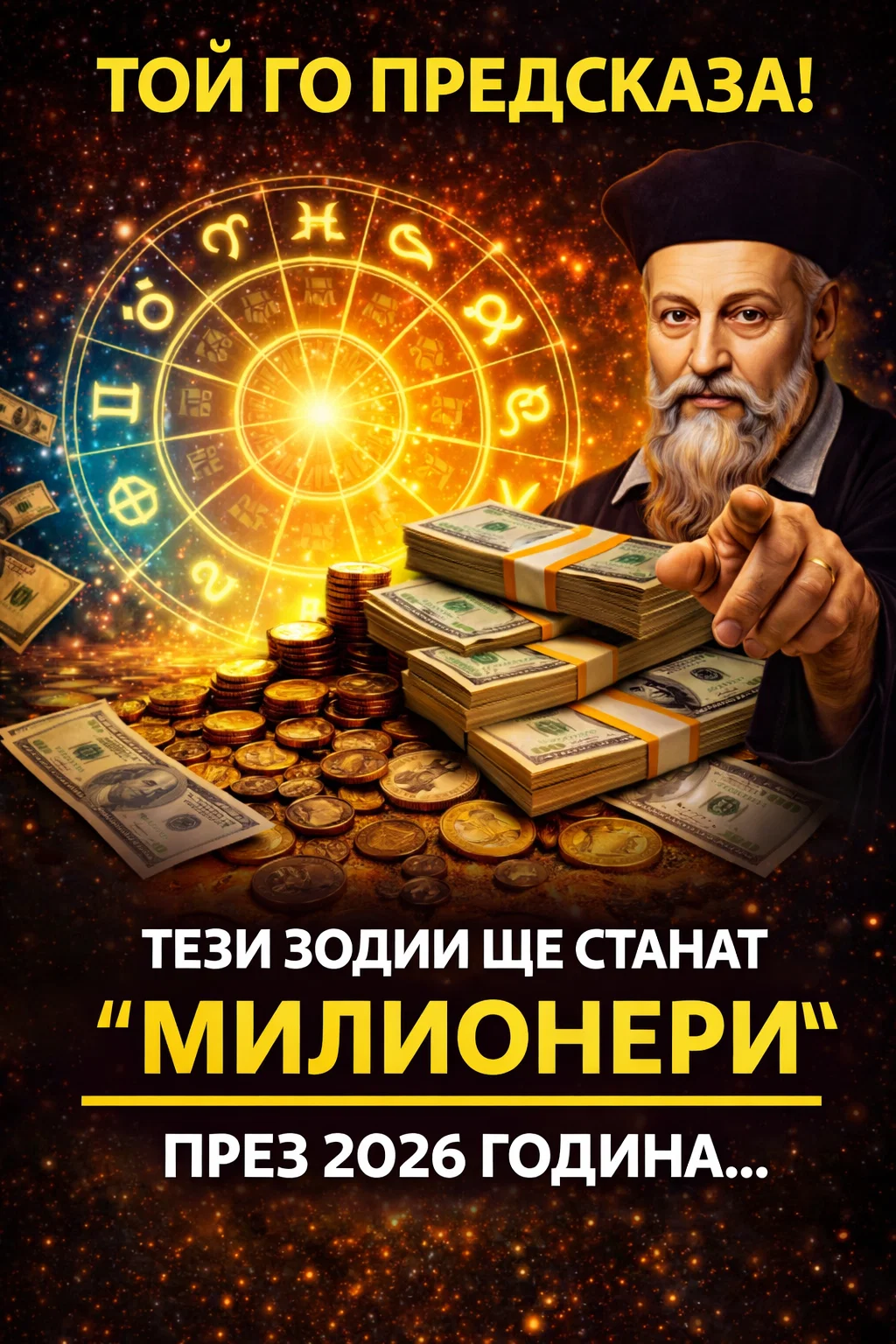 Нострадамус го е предвидил! Тези зодии са на път към финансов успех през 2026 г. — 3 от тях вече се открояват.