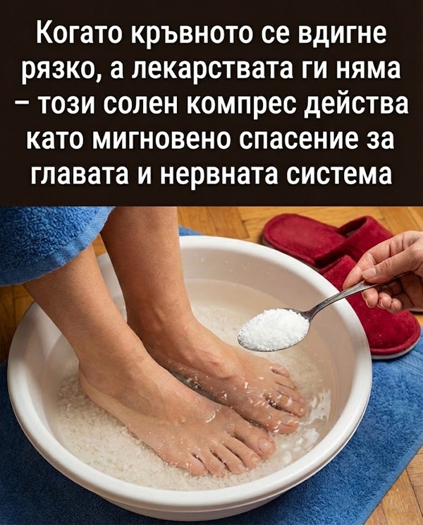 Когато кръвното се вдигне рязко, а лекарствата ги няма – този солен компрес действа като мигновено спасение за главата и нервната система